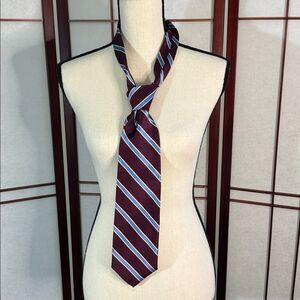 Brooks Brothers Burgundy and Light Blue Striped Tie